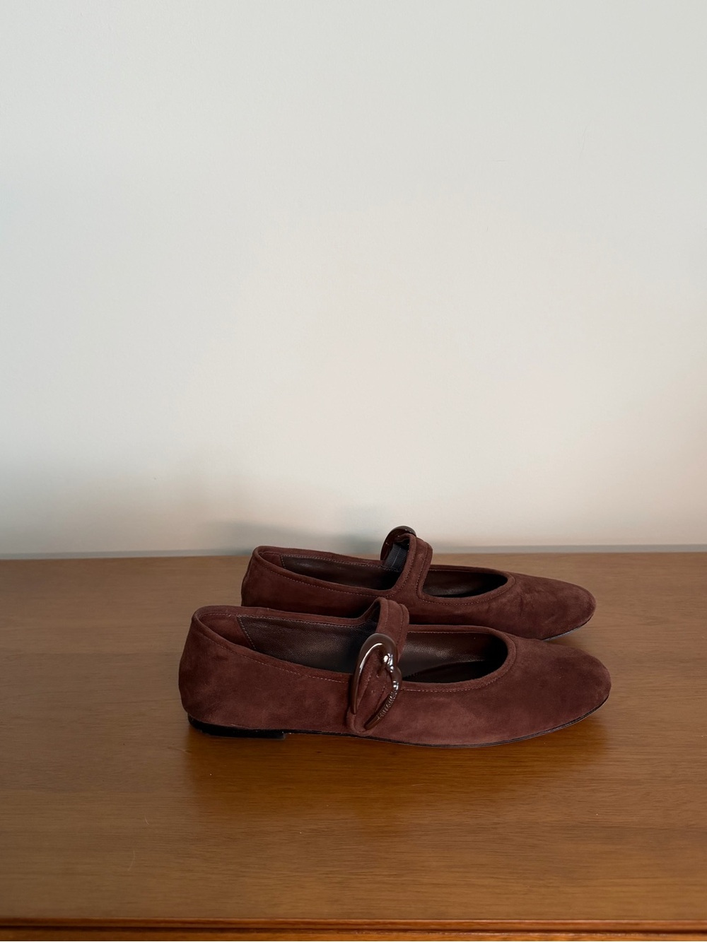 Brown suede Larroude flat (Verona flat)